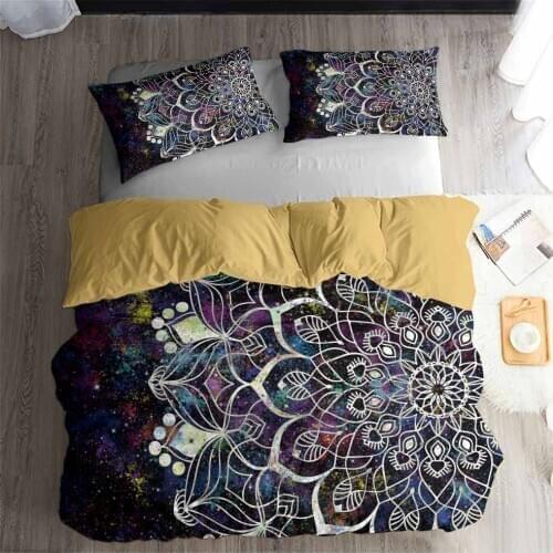 HELENGILI 3D Bedding Set Starry Sky Mandala Print Duvet Cover Set Bedclothes with Pillowcase Bed Set Home Textiles #MTL-03