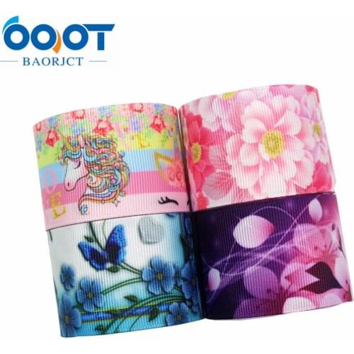 1-1/2'' 38MM flowers Printed grosgrain ribbon,10yards/lot DIY handmade bow Festival Gift Packaging Party G-181005-3