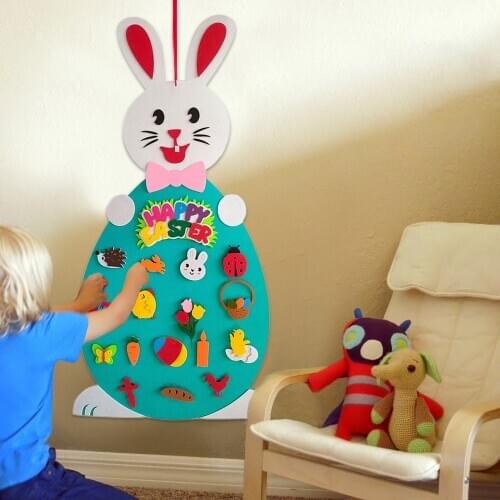 Bunny Felt Pendant Easter DIY Felt Rabbit Set Funny Detachable Ornament Bunny Decoration Pendant Wall Hanging Game Easter Gift