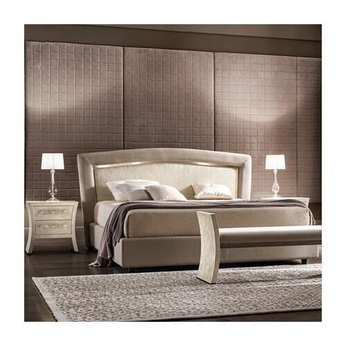 European America style solid wooden modern double bed set with two drawers mini nightstands for bedroom hotle