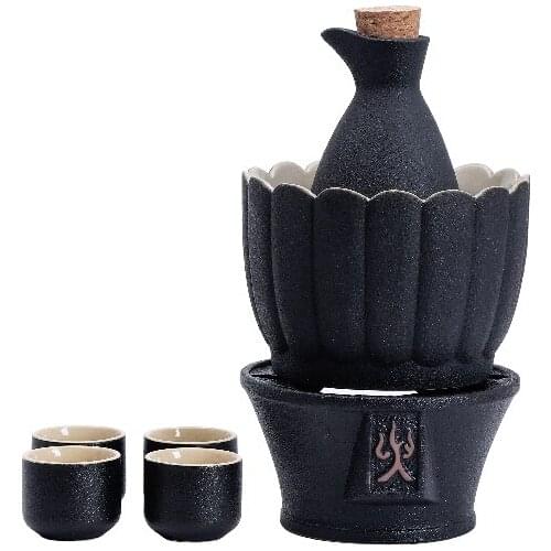 Ceramics Hip Flask Set Classic Japanese Style Retro Creative Sake Cups Set Home Round Flasque Alcool Table Supplies EJ50HF