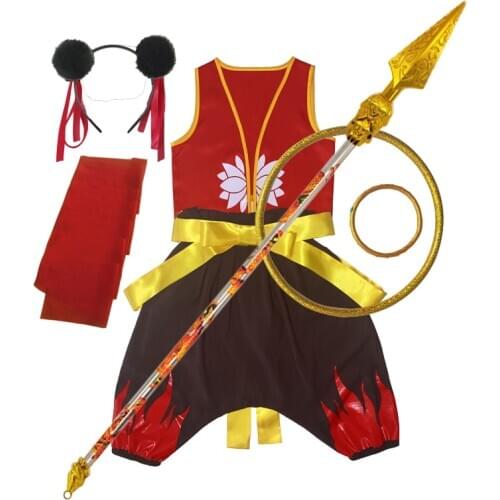 Nezha Cosplay Costumes For Children Nezha Zhi Mo Tong Jiang Shi Naughty Cosplay Costumes Anime Clothes Carnival Game TV Role