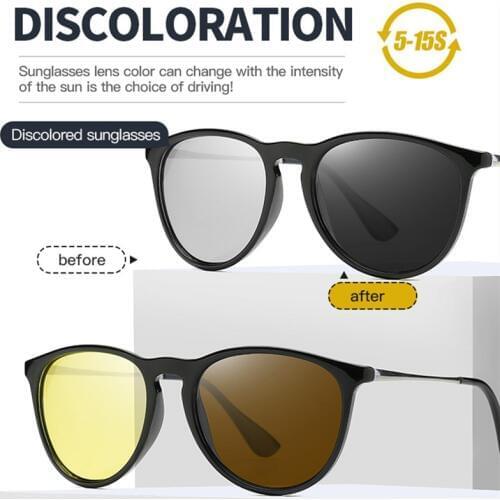 2020 New Retro Round Sunglasses Polarized Driving Photochromic Day Night Vision Goggle Glasses Women UV400 lentes de sol hombre