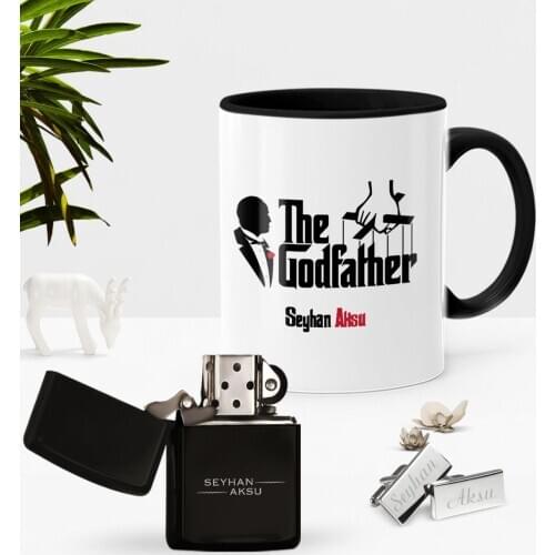 Personalized The Godfather Black Cup Cigarette Lighter Cufflink Set