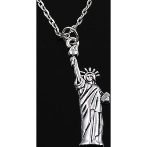 New Fashion Statue Of Liberty New York Pendants Round Cross Chain Short Long Mens Womens Silver Color Necklace Jewelry Gift
