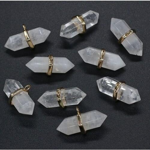 Fine Natural Stone Pendant Clear Quartz Charms for Women Jewelry Making DIY Necklace Earrings 16x36mm