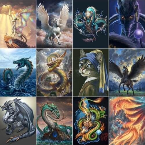 Animal Dragon High Luxury Diamond Painting Nordic Style Cross Stitch Set Bead Embroidery Painting Home Decoration