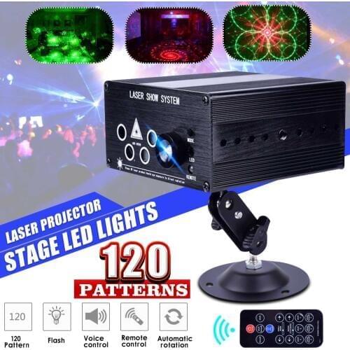 RU Stock! Laser Projector Light 120 Patterns DJ Disco Light Music RGB Lighting Effect Lamp for Christmas KTV Home Party