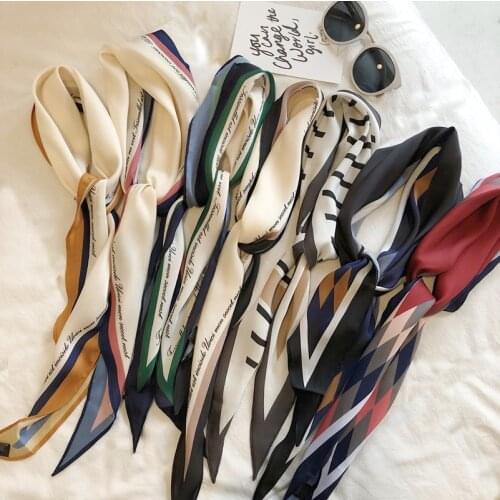 Spring and Summer Silk Scarf Womens Printed hair band bag tie Professional Small Trendy Fashion Decorate Scarves