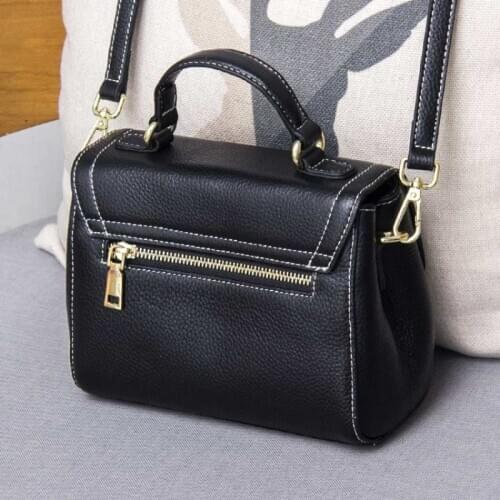 Bags Genuine Leisure Crossbody Leather Small Tote Handbag Women Soft Cowhide Shoulder Bag Office Ladies Classic Black Satchels