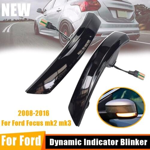 2pcs Dynamic Turn Signal Light LED Side Wing Rearview Mirror Indicator Blinker Light For Ford Focus 2 3 Mk2 Mk3 Mondeo Mk4 EU