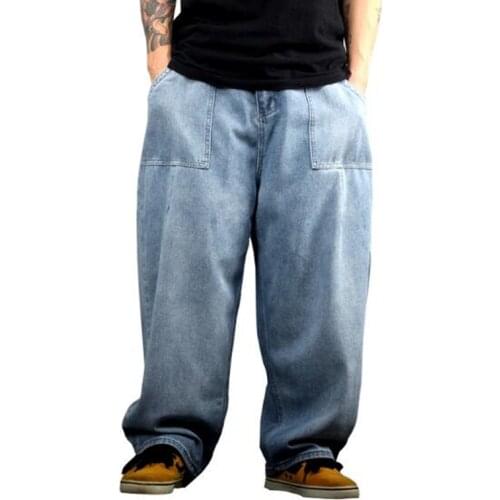 Plus size Loose Straight Leg Jeans Hip Hop Casual Wide Leg Pants Fat Skateboard Pants
