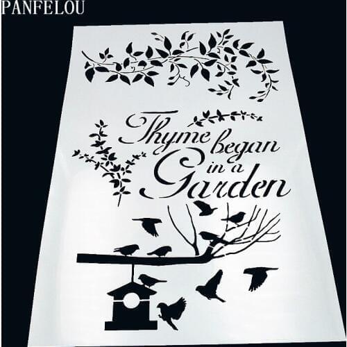 29.5*21cm Wishing a bird scrapbook stencils spray plastic mold shield DIY cake hollow Embellishment printing lace ruler