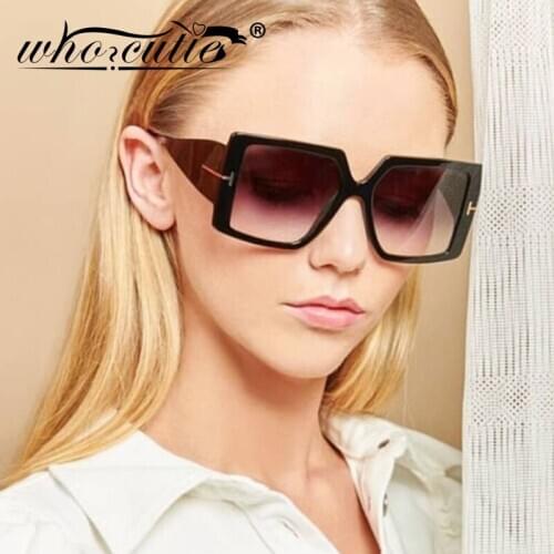 Vintage Square Sunglasses Oversized Women Men Brand Design 61mm Large Frame Sun Glasses Female Fasion Black Leopard Shades S361