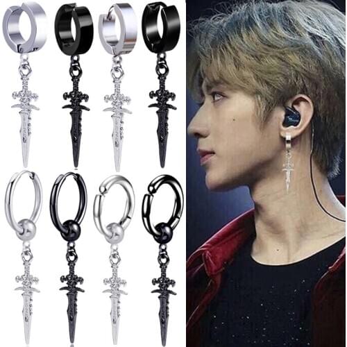 1 Pair Vintage Dagger Drop Earrings for Women Men Silver Color Small Sword Dangle Women Earrings Fashion Jewelry 2020 Xmas Gift