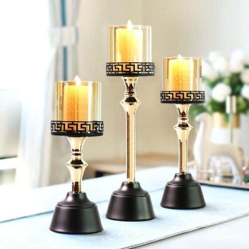 Tall Glass Candle Holders Stand Column Pillar Metal Tealight Candle Holders Tall Candlestick Lamp Mumluk Dinner Table AD50CH