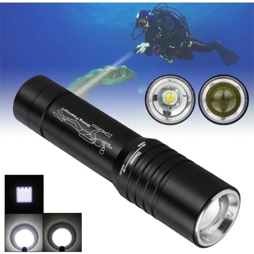 SecurityIng Mini Diving Flashlight Rotate Focus Torch XML-T6 Brightness Aluminium Alloy Waterproof Underwater 30m LED Lamp