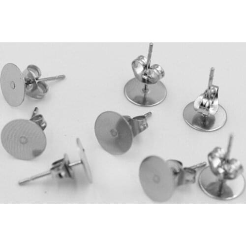 100pcs 3 4 5 6 8 10 12mm Stainless Steel Blank Post Earring Studs Base Pins Earring Plug Findings Ear Back For DIY Ear Jewelry