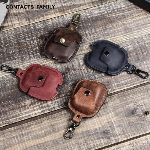 Genuine Leather Business Crazy Horse Pattern Protective Case For Airpods 1 2 Headphones Earphone Case For Apple Airpods 2 Cover