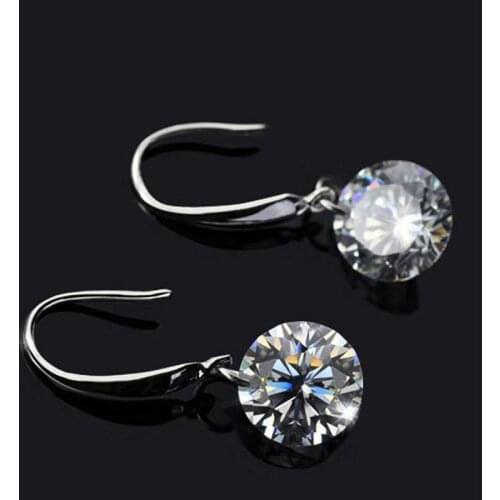 925 Sterling Silver Woman Cubic Zirconia Drop Earrings Shiny Rhinestone Crystal A Zircon CZ Earrings OL style Eardrop