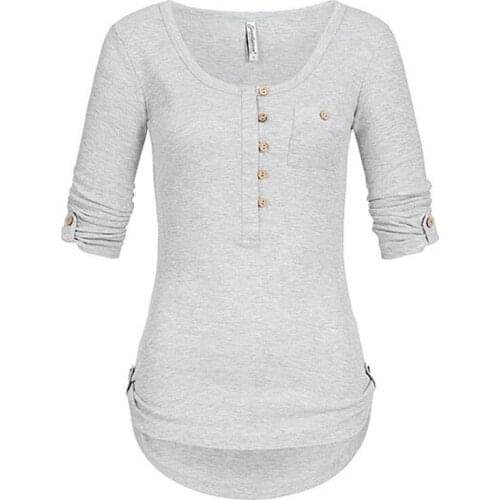 Buttons V-neck Loose Body Suit Tops Women 2021 Summer Short Sleeve Casual Female Solid Color Fashion Pocket T-shirt