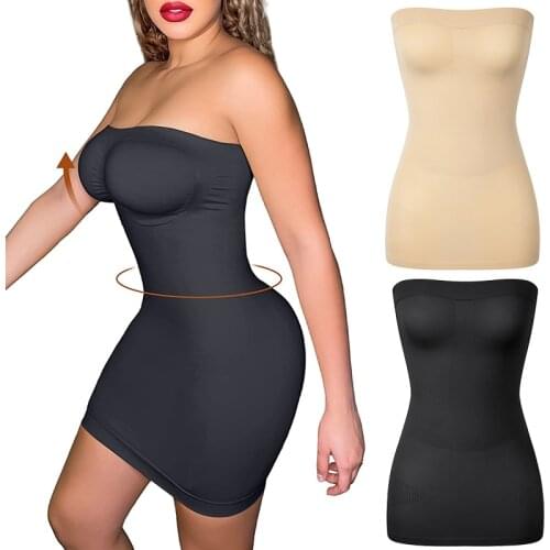 Women Shapewear Strapless Tube Slip Dress Mini Bodycon Dresses for Women Seamless Tube Top Dress Slimming Underwear