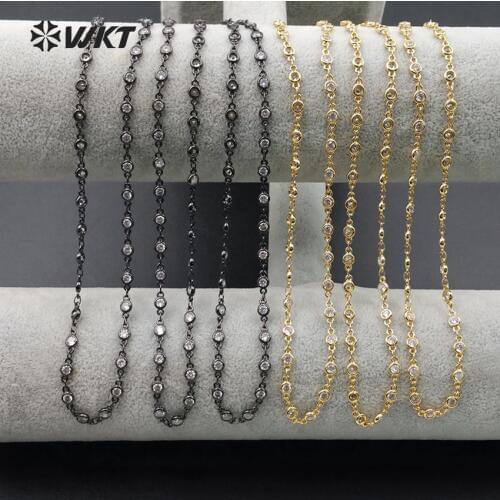 WT-N952 Beautiful Brass Chain High Quality Electroplate CZ Micro Pave Brass Necklace Women Brass Necklace