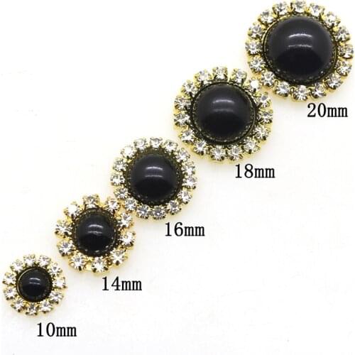ZMASEY New 10pcs/Lot black Pearl Gold Buttons Decor accessories DIY Sewing Button Wedding Five Size Wholesale Price