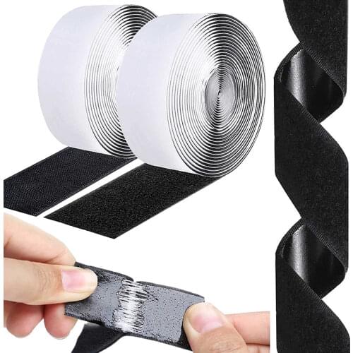 1Meter Self Adhesive Hook Loop Fastener Nylon Sticker Disks Tape Sewing Adhesive with Glue Black White 16/20/25/30/50/100/110mm