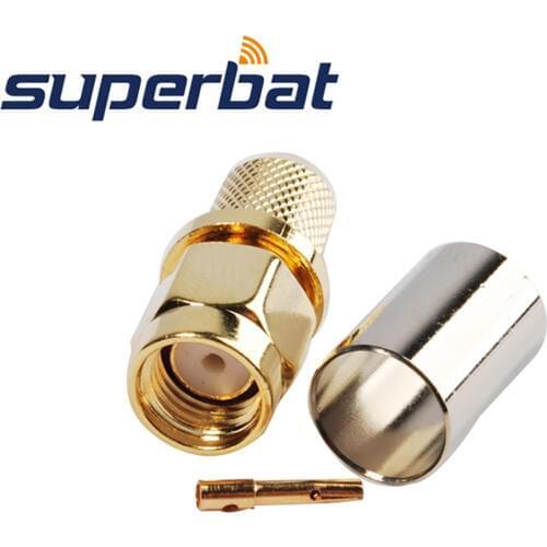 Superbat 10pcs RP-SMA Crimp Plug(female pin) RF Coaxial Connector for Cable RG6 50 Ohm