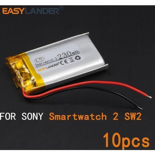 10pcs/Lot 3.7V 230mAh Replacement li-Polymer Li-ion Battery For Sony Smartwatch 2 battery SW2