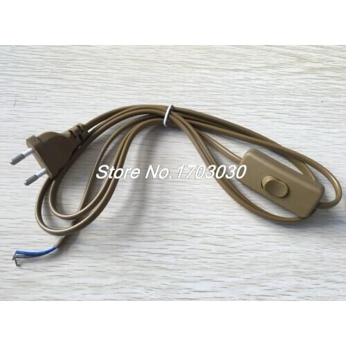 2Pcs Brown EU Plug Lamp Power Cord Inline Button Switch 1.8M AC110V AC250V