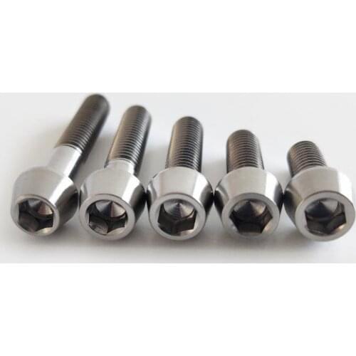 2pcs M6 titanium alloy screw bolt Allen cone head screws hex socket brake clip bolts Ti machine thread nail