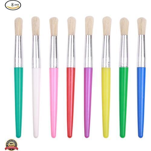 Large Round Chubby Hog Bristle Childrens Tempera and Artist Paint Brushes for Kids Graffiti Acrylic Oil Watercolor Painting