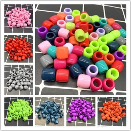 Wholesale 20Pcs 11x11mm Cylinder Big Hole Plastic Beads Spacer Loose Beads for Jewelry Making DIY Handmade Accessories