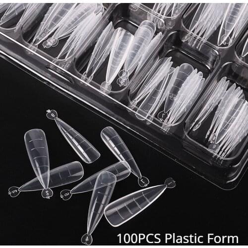 100Pcs Quick Building Plastic Dual Forms Mold Tips Finger Extension Nail Art UV Poly Nail Form Gel Builder Easy To Use 2021