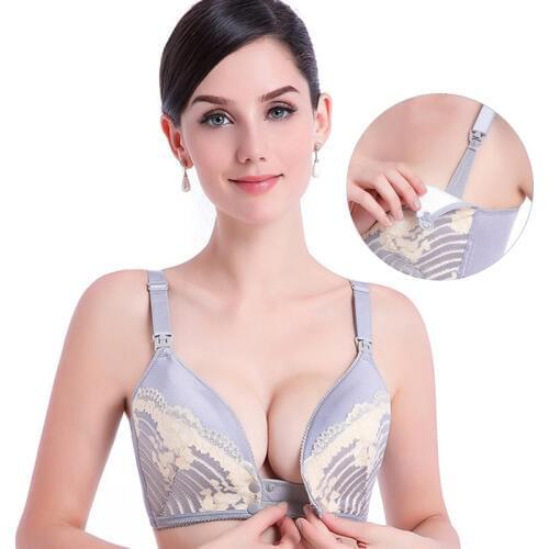 Nursing bra breastfeeding lactating open breast bra plus size front closure bra wireless lace sexy maternity bra pregnant women