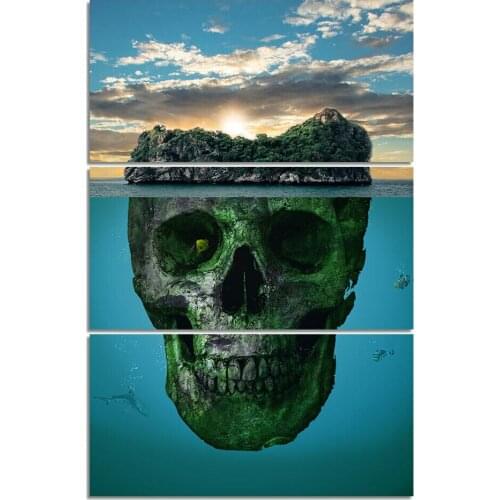 Skull Mountain Island Nature 3 Pcs Canvas Modern Art Poster Home Décor