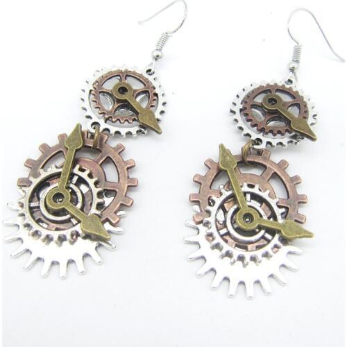 2018 Cykopv New Collection Retro Industrial Mechanical Multi Gears Steampunk Drop Earrings for Women