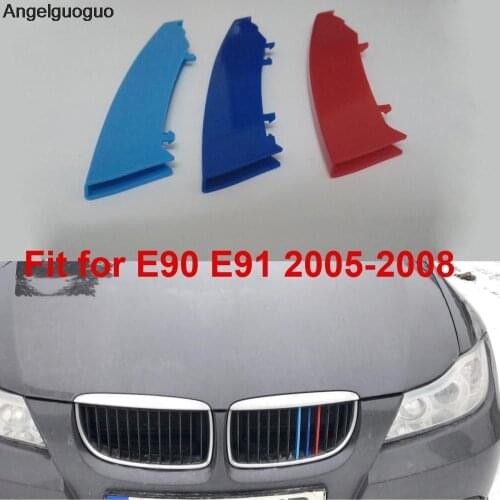 For 2005-2008 BMW 3 series E90 E91 320 325 330 335 3D M Front Grille Trim Strips grill Cover motorsport Stickers