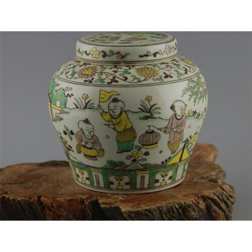 Antique Old MingDynasty(Chenhua:1465--1487) porcelain jar,"TIAN",Hand Painted crafts,best collection& adornment,Free shipping