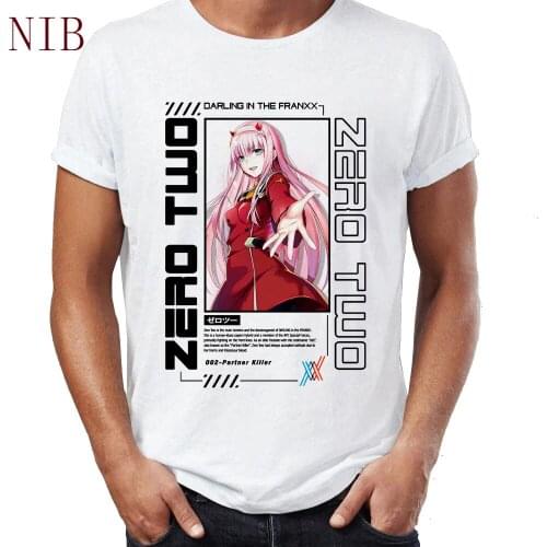 Harajuku Japanese cartoon anime Zero Two t shirt men Kawaii cartoon print T shirt oversized gothic punk top women/mens T-Shirts
