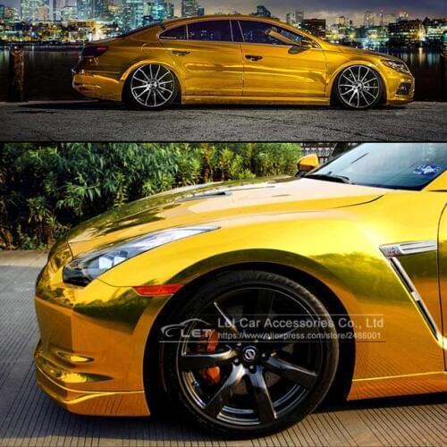 High stretchable mirror Gold Chrome Mirror flexible Vinyl Wrap Sheet Roll Film Car Sticker Decal Sheet