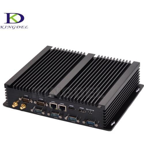Hot on sale Fanless Mini Industrial PC Computer Nettop with Core i7 4500U i3 4010U i3 4005U 2 LAN 2HDMI 6 COM Windows 10 Pro