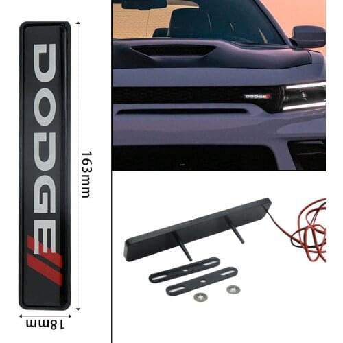 1pc ABS Chrome Front Hood Grille Car Emblem LED Decorative Light For Dodge Challenger RAM 1500 Charger Avenger Caliber Nitro