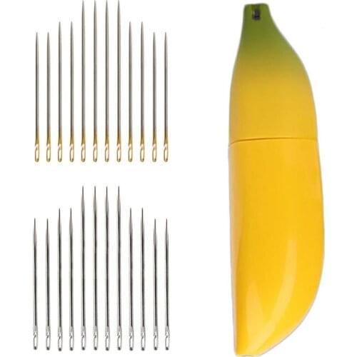 12Pcs/set Elderly Metal Sewing Needles Side Threading Needle DIY Needlework Kit