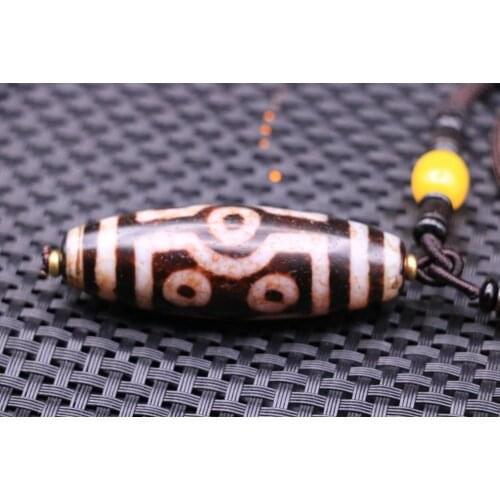 Royal Collectible Energy Tibetan Old oily Agate 8 eye BIG dZi Bead NECKLACE