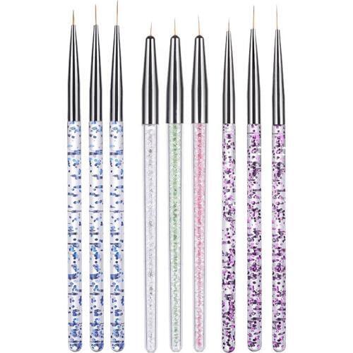 Hot 3Pcs/set Nail Art Line Brush Glitters Acrylic Ultra-thin Liner Drawing Painting Pen Flower Stripes Nail Art Manicure Tools