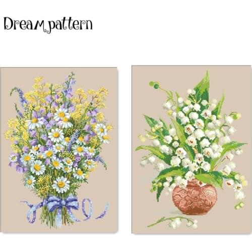 Summer daisies flowers cross stitch package 14ct 11ct linen flaxen cloth cotton thread embroidery DIY handmade needlework