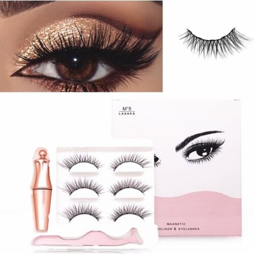 Magnetic Eyelashes 3D False Mink Eyelashes Magnetic Waterproof Eyeliner Tweezer Magnetic False Eyelash Handmade lash Makeup